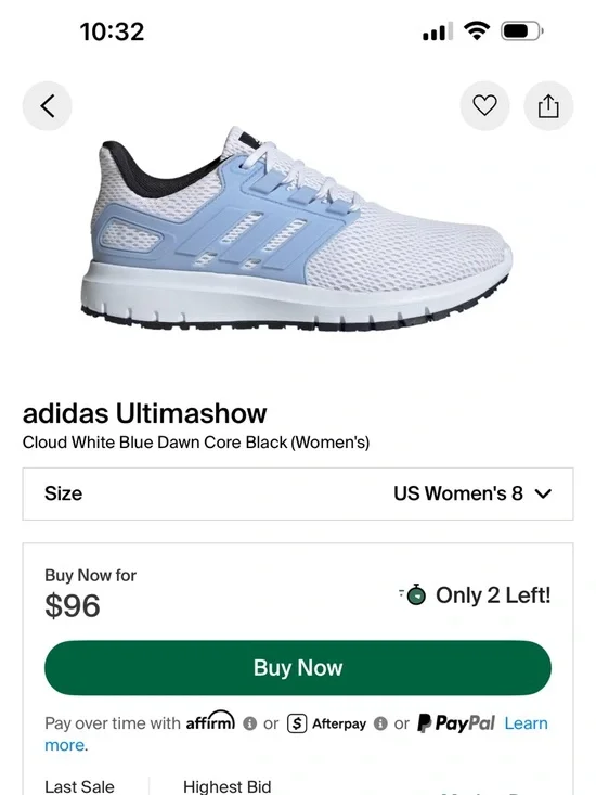 adidas Ultimashow Sneakers in White & Light Blue - Picture 1 of 5